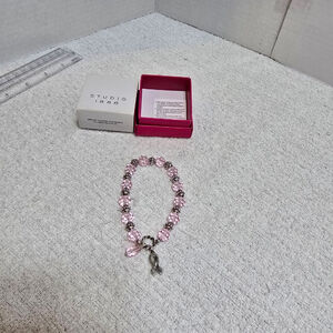 Women's Studio 1886 Pink & Silver Breast Cancer Awareness Bracelet One Size